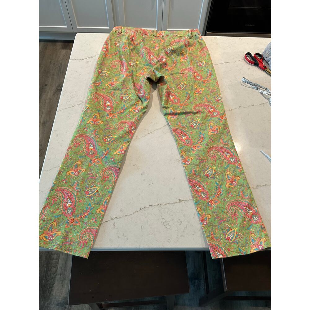 Lauren Ralph Lauren Paisley Print Ankle Pants Women’s Size 10 Stretch Green - Picture 5 of 8